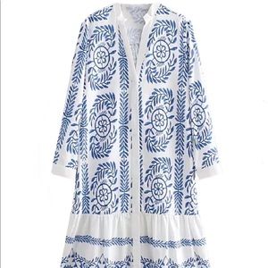 'Mon' Bohemian Printed Embroidery Button Dress
